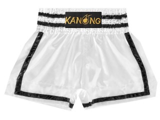 Kanong Muay Thai shorts - Thaiboxhosen : KNS-140-Weiß-Schwarz
